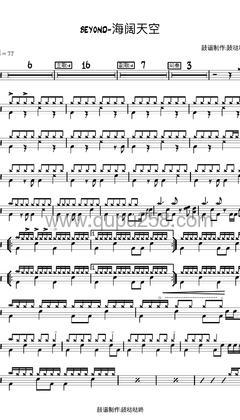 Beyond《海阔天空》打击乐谱(D调,简单,演奏版)