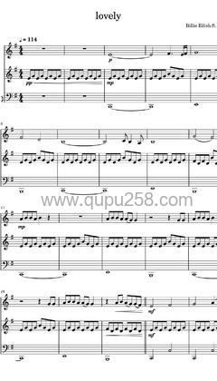 Billie Eilish,Khalid《lovely》钢琴谱(G调,演奏版)