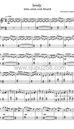 Billie Eilish,Khalid《lovely》钢琴谱(G调,简单,演奏版)