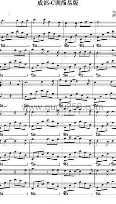 赵雷《成都》钢琴谱(C调,简单,演奏版)