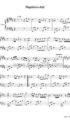 July《Happiness》钢琴谱(B调,演奏版)