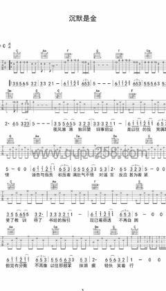 张国荣《沉默是金》吉他谱(C调,弹唱版)