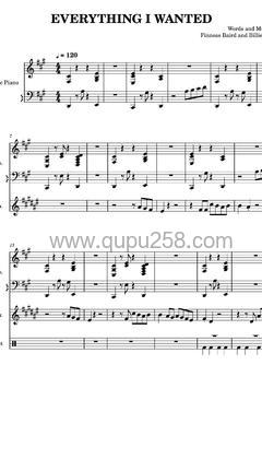 Billie Eilish《everything i wanted》吉他谱(A调,演奏版)