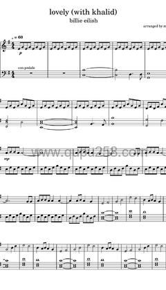 Billie Eilish,Khalid《lovely》钢琴谱(G调,简单,演奏版)