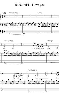 Billie Eilish《i love you》钢琴谱(C调,弹唱版)
