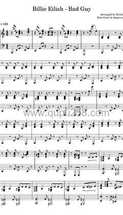 Billie Eilish,Justin Bieber《bad guy - with Justin Bieber》钢琴谱(C调,演奏版)