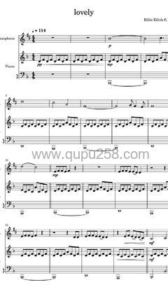 Billie Eilish,Khalid《lovely》钢琴谱(F调,演奏版)