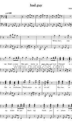 Billie Eilish,Justin Bieber《bad guy - with Justin Bieber》钢琴谱(降B调,弹唱版)