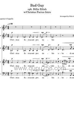 Billie Eilish,Justin Bieber《bad guy - with Justin Bieber》人声谱(降B调,弹唱版)