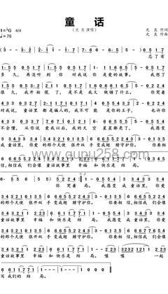 光良《童话》人声谱(降G调,中等难度,弹唱版)