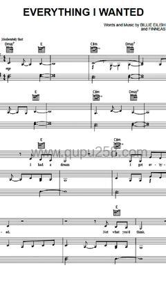 Billie Eilish《everything i wanted》吉他谱(A调,弹唱版)