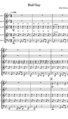 Billie Eilish,Justin Bieber《bad guy - with Justin Bieber》小提琴谱(降B调,演奏版)