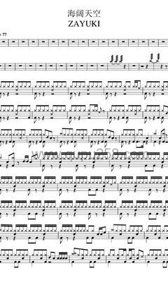 Beyond《海阔天空》打击乐谱(C调,简单,演奏版)