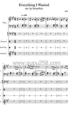 Billie Eilish《everything i wanted》吉他谱(A调,演奏版)