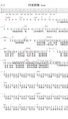 徐佳莹《行走的鱼》吉他谱(C调,中等难度,弹唱版) - 曲谱258