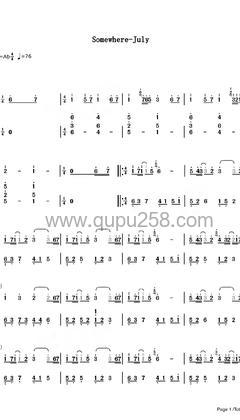 July《Somewhere》钢琴谱(降A调,演奏版)