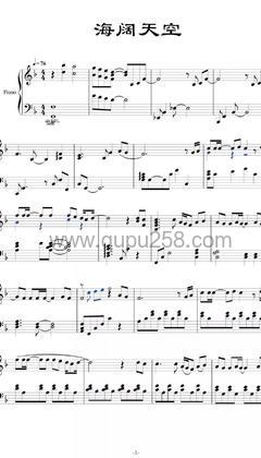 Beyond《海阔天空》钢琴谱(F调,高难度,演奏版)