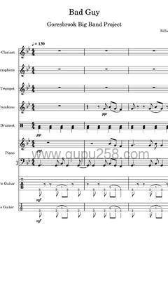 Billie Eilish,Justin Bieber《bad guy - with Justin Bieber》吉他谱(降B调,演奏版)