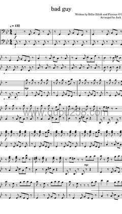 Billie Eilish,Justin Bieber《bad guy - with Justin Bieber》钢琴谱(降B调,演奏版)