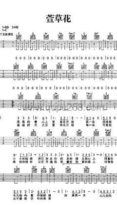张小斐《萱草花》吉他谱(降B调,弹唱版)
