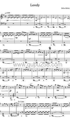 Billie Eilish,Khalid《lovely》钢琴谱(G调,简单,演奏版)