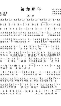 王菲《匆匆那年》人声谱(升C调,弹唱版)