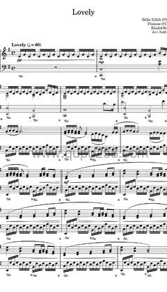 Billie Eilish,Khalid《lovely》钢琴谱(G调,中等难度,演奏版)