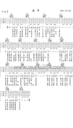 罗大佑《童年》吉他谱(G调,简单,弹唱版)
