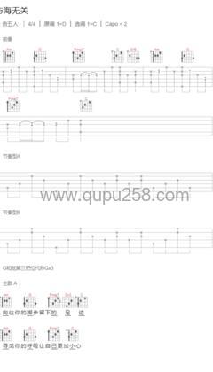 告五人《与海无关》吉他谱(C调,弹唱版)