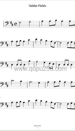 Tamas Wells《Valder Fields》大提琴谱(D调,简单,演奏版)