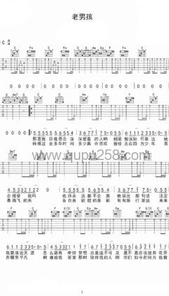 筷子兄弟《老男孩》吉他谱(C调,简单,弹唱版)