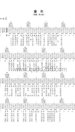 罗大佑《童年》吉他谱(G调,简单,弹唱版)
