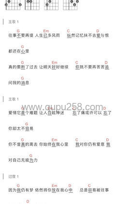 张国荣《当爱已成往事》吉他谱(G调,弹唱版)