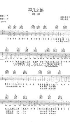 朴树《平凡之路》吉他谱(G调,中等难度,弹唱版)