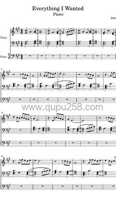 Billie Eilish《everything i wanted》钢琴谱(A调,演奏版)