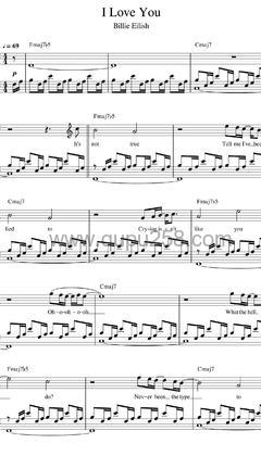 Billie Eilish《i love you》钢琴谱(C调,弹唱版)