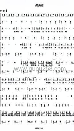 陈奕迅《孤勇者》人声谱(C调,简单,演奏版)