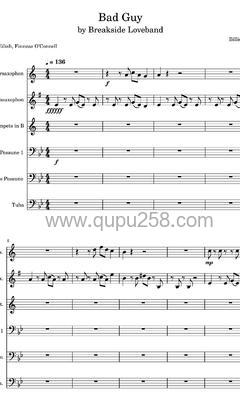 Billie Eilish,Justin Bieber《bad guy - with Justin Bieber》吉他谱(降B调,演奏版)