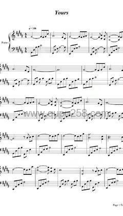 July《Yours》钢琴谱(B调,演奏版)