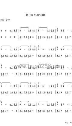 July《In The Wind》钢琴谱(降A调,演奏版)